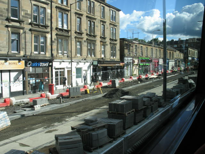 Leith Walk at Shrubhill, looking east  from bus