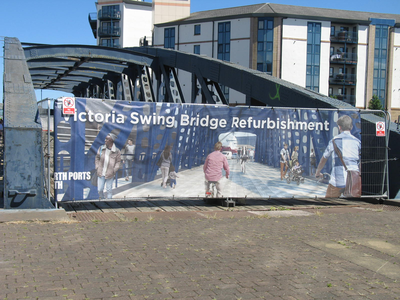 Victoria Swing Bridge, refurbishment sign