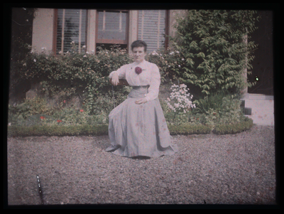 Mary M. Thin in the garden of Ashlea House, Stow