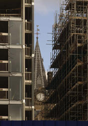 Details of clock tower and Quatermile building work