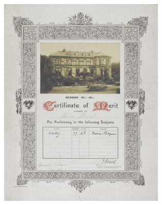 Canaan School for Girls, certificate